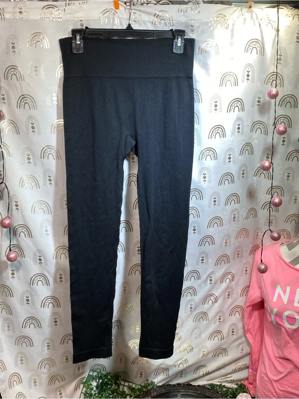 Colsie Black Ribbed High-Waist Kids Leggings